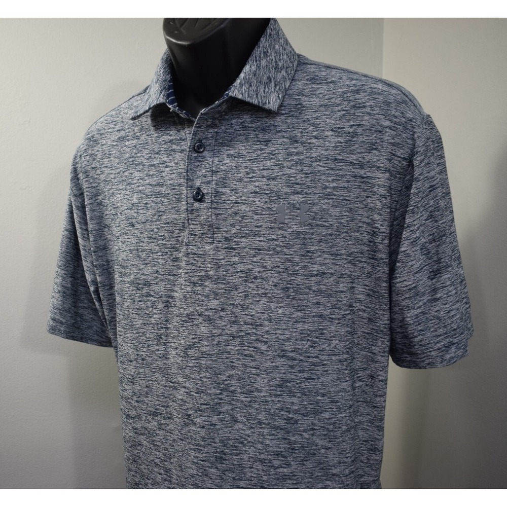 Under‎ Armour Golf Polo Blue HeatGear Loose Performance Short Sleeve Mens Large